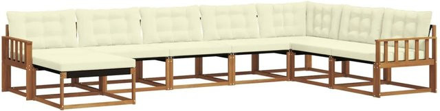 vidaXL Outdoor-Sofagarnitur 24-tlg. aus Massivholz Akazie in Natur und Creme mit Polstern und Textilene-Elementen - Bild 1