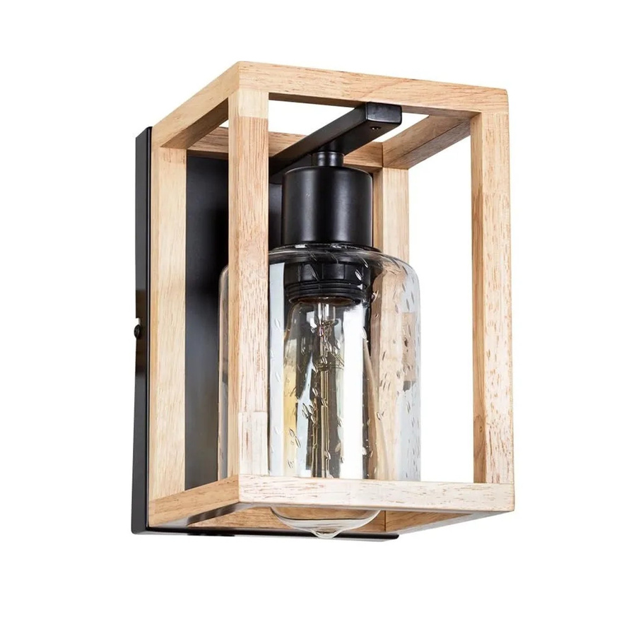 ARTE LAMP LED Wandleuchte aus Metall und Holz in Schwarz und Beige mit transparentem Glas - Bild 2