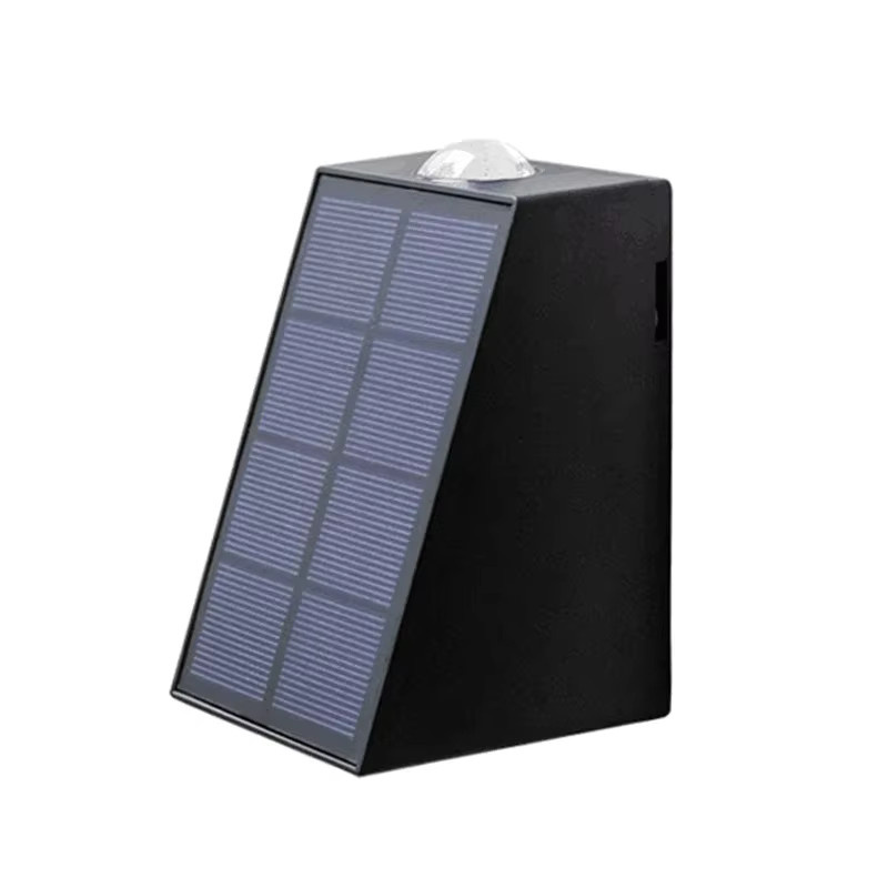 Feimefeiyou Solare Außenleuchten für Garten und Treppe, Moderne Wandlampen mit Auf- und Abwärtslicht in Schwarz, Rechteckig mit Dämmerungssensor - Bild 4