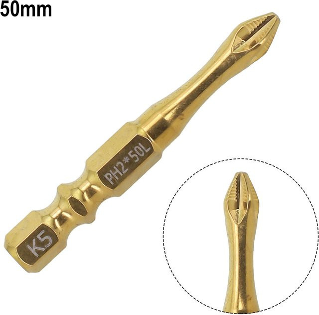 Goodsale Kreuzschraubendreherbit K-Typ aus Stahl in Gold mit magnetischem Kopf - Bild 1