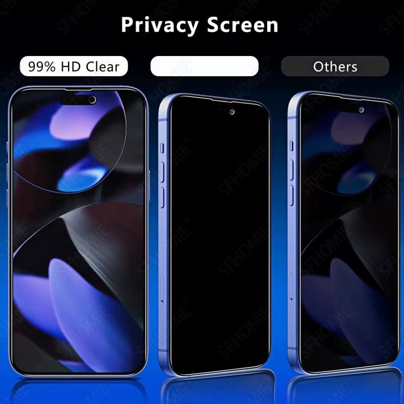 SFHOMIE 3er-Pack Anti-Spionage Displayschutzfolie aus gehärtetem Glas für iPhone 11 12 13 14 15 16 17 Pro Max Plus und 16e 17 Air 17e - Bild 3