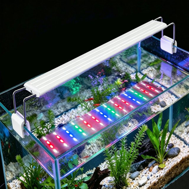 TUNFAN Aquarium LED Fischbecken-Beleuchtung in Weiß mit RGB-Vollspektrum und Teleskop-Clip-On-Funktion für Aquarien von 18 bis 75 cm - Bild 1