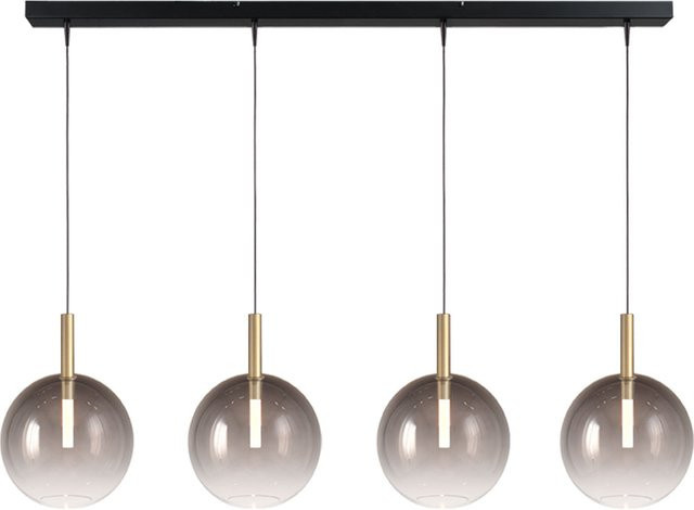 Masterlight Lido LED-Pendelleuchte 4-flammig in Gold matt mit grauem Glas - Bild 1