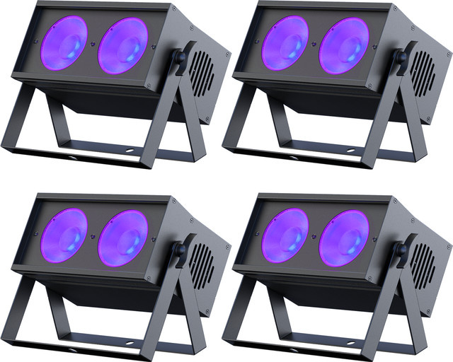 Yiflamefly 4er-Set RGBW COB LED Par-Scheinwerfer mit 100W, DMX Bühnenbeleuchtung Blinder Flutlicht in Schwarz - Bild 1