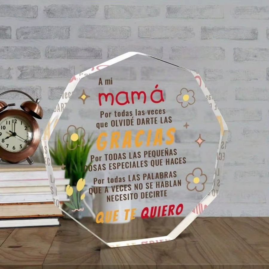 CIFBUY Acryl-Plakette mit floralem Design in Transparent als Geschenk für Mama zum Geburtstag - Bild 2