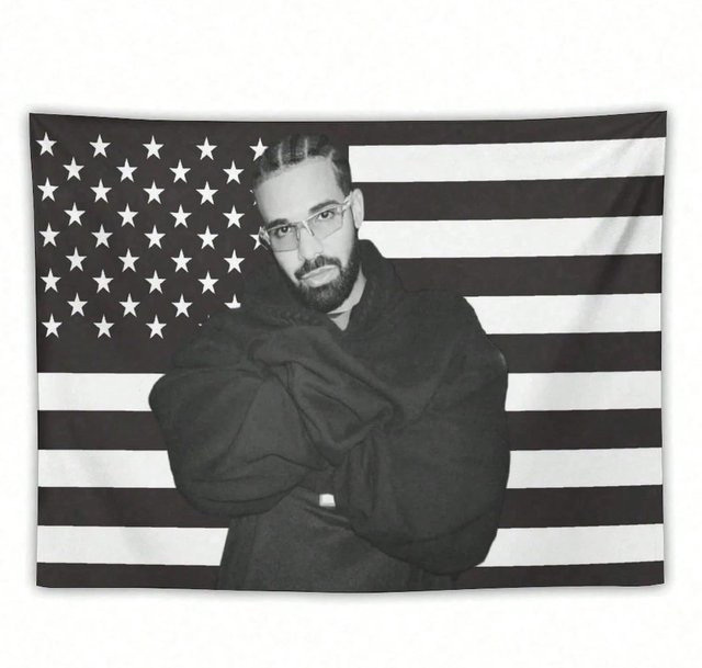 Drake Schwarze Amerikanische Flagge Wandteppich aus Polyester von JMG Household Supplies, B/H: 40 x 60 cm - Bild 1