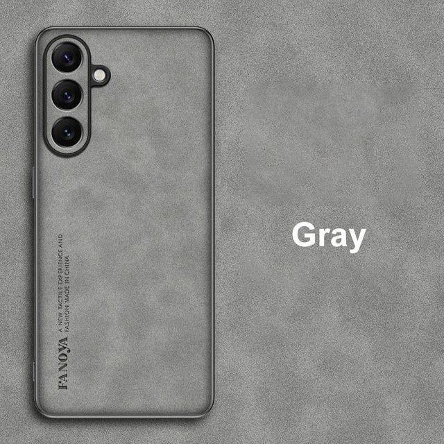 Samsung Galaxy A17 5G Luxus Handyhülle aus PU Leder in Grau mit Stoßfestem Silikon-Vollschutz - Bild 1