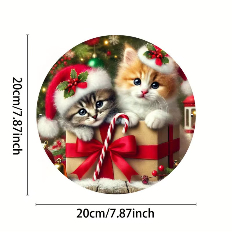 Potdemiel Metallschild Weihnachtskätzchen Mehrfarbig B: 20 cm, H: 20 cm, T: 20 cm - Bild 5