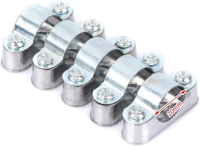 5er Set Rohrschellen aus Aluminiumlegierung mit Schrauben in Silber für Wandmontage - Bild 1