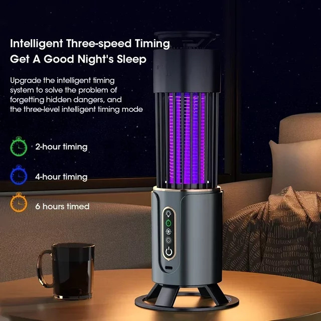 NOCCLILI Elektrische Moskito-Lampe als USB-Insektenvernichter und Camping-Laterne, wiederaufladbar - Bild 1