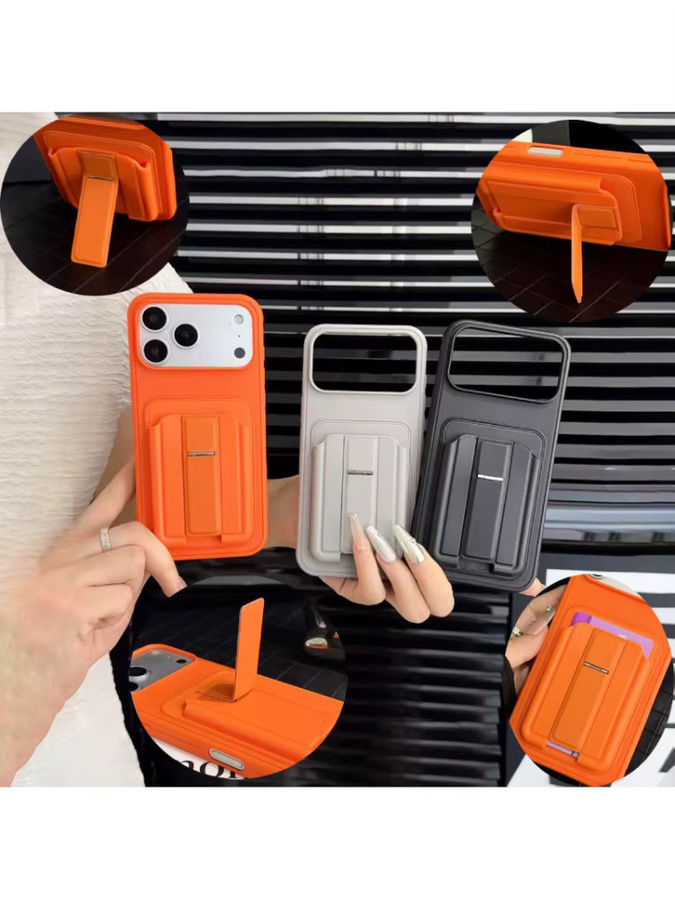 RUWANGAA Stoßfeste Handyhülle mit Kartenhalter aus mattem PC und weichem TPU für iPhone 17 Pro Max, 16 Pro Max, 15, 14, 13 in Orange - Bild 5