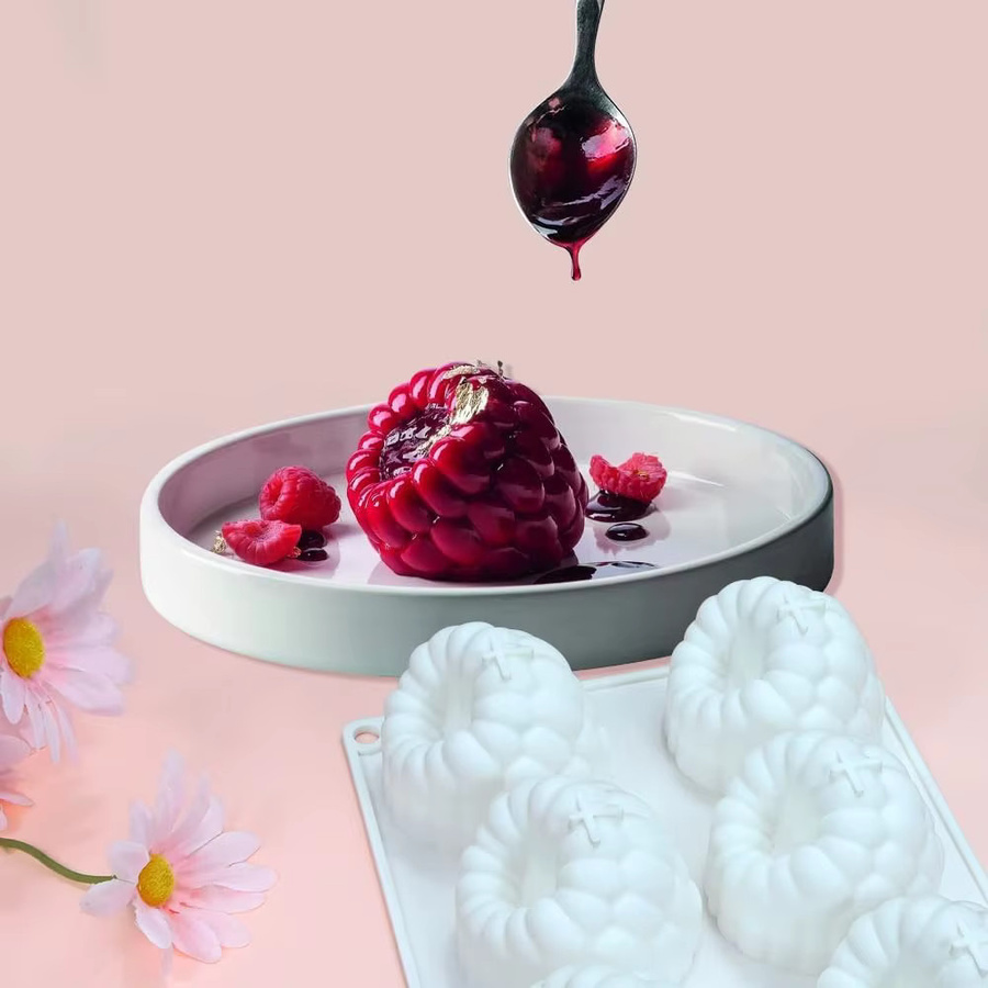 FSMHOME Silikon Backform Rund in Weiß zum Backen von Mousse, Pudding und Desserts wie Himbeeren, Erdbeeren oder Bananen - Bild 2