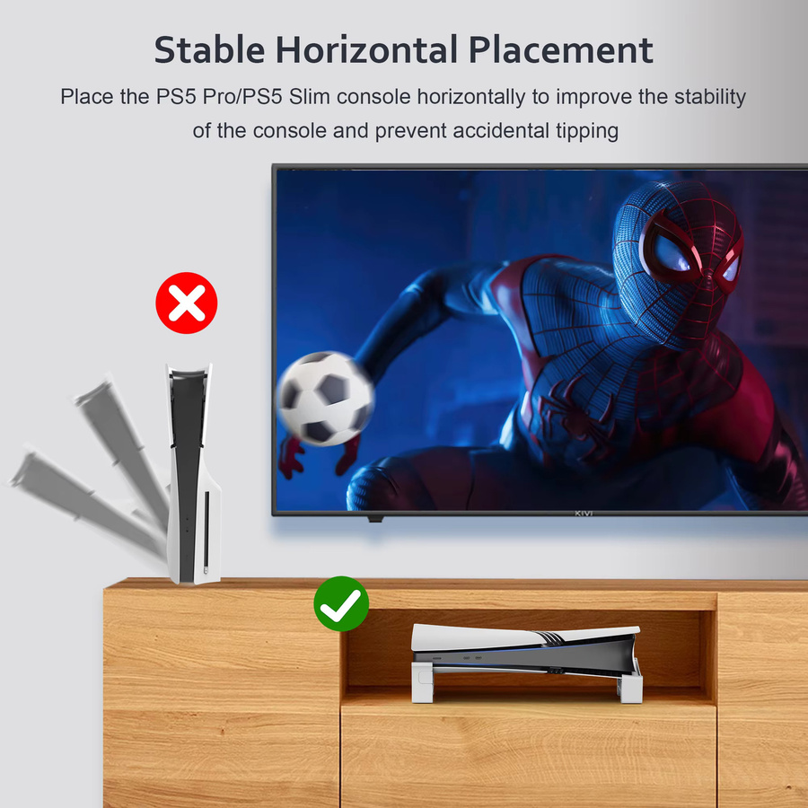 DEVASO Horizontaler Basisständer für PlayStation PS5 Pro und PS5 Slim Disc sowie Digital Edition, Farbe: Weiß - Bild 4
