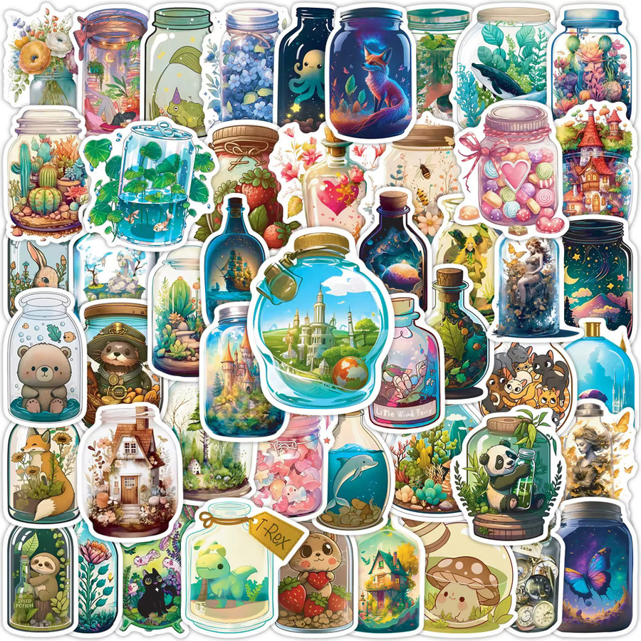 Rspctou World in The Bottle Aufkleber, Cartoon-Graffiti, multicolor - Bild 2