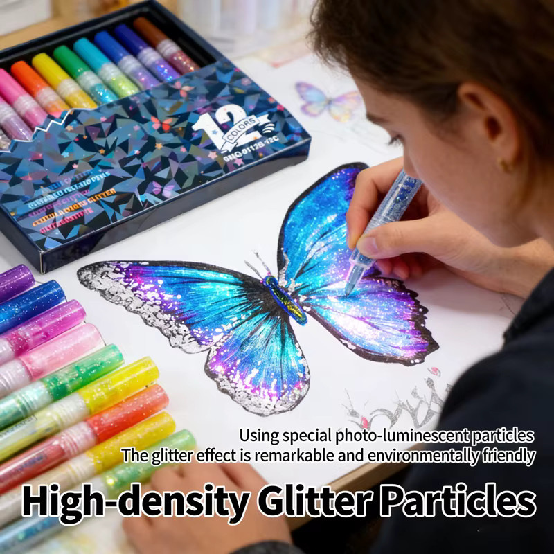 Glitzer-Acrylmarker von kissbuty in Multicolour für DIY-Bastelarbeiten und Kunstbedarf für Erwachsene - Bild 3