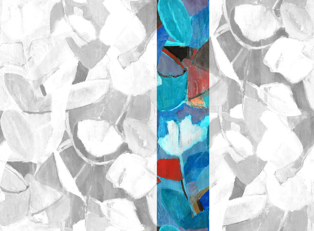 Jannelli & Volpi Mural Siwa Wandgestaltung Blue Red Panel 4 in Blau und Rot mit floralem Muster - Bild 2