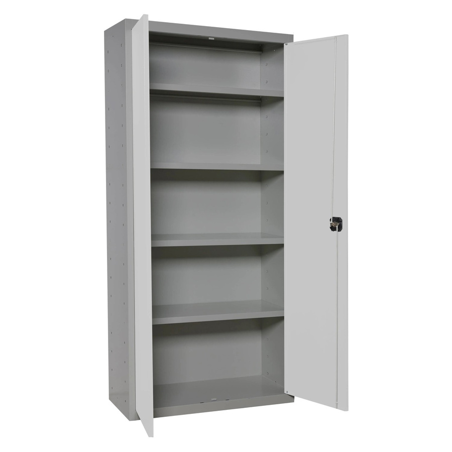 PROREGAL Stahlschrank AMEGO Metallschrank mit Flügeltüren in Weiß-Grau, H x B x T: 180 x 100 x 40 cm - Bild 2