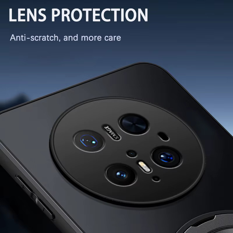 AG Frosted Schutzhülle für Huawei Mate 30 40 50 60 70 80 Pro Max mit Magnetring, 360 Grad drehbarem Ständer und Objektivschutz in Schwarz oder Lila - Bild 2