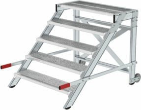 MUNK Aluminium-Arbeitspodest fahrbar in Silber mit 5 Stufen und einer Stufenbreite von 100 cm - Bild 1