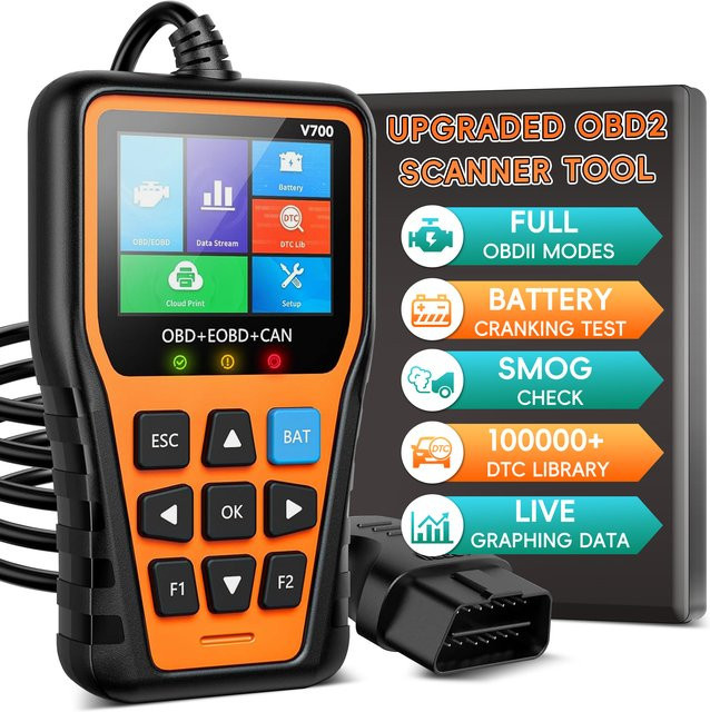 RUOGINSS OBD2-Scanner Diagnosegerät mit Reset-Funktion, Modus 6, Modus 8 und I/M-Bereitschaftsprüfung in Orange und Schwarz - Bild 1