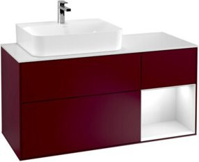 V&B Finion Waschtischunterschrank mit LED-Beleuchtung und Regalelement, Weiß lackiert, Breite: 120 cm - Bild 1