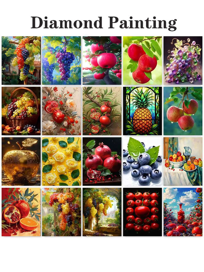 PhotoCustom DIY Diamantmalerei Obst Motiv als 5D Vollbohrer Quadrat Strass Stickerei in Multicolour, B/H: 20 x 20 cm - Bild 4