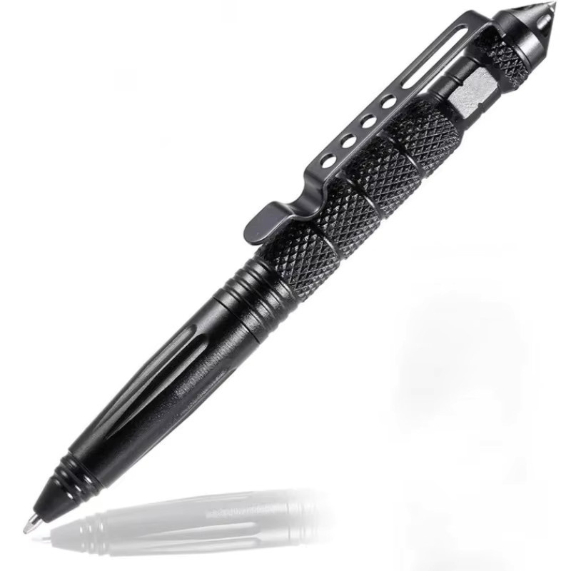 Taktischer Stift aus Edelstahl in Schwarz mit Wolframstahl-Glasbrecher für professionelle Selbstverteidigung und Notfälle - Bild 2