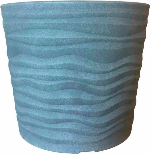 Rundes Pflanzgefäß Madrid von SIENA GARDEN aus Kunststoff in Grau und Türkis, Durchmesser: 45 cm, Höhe: 38 cm - Bild 1