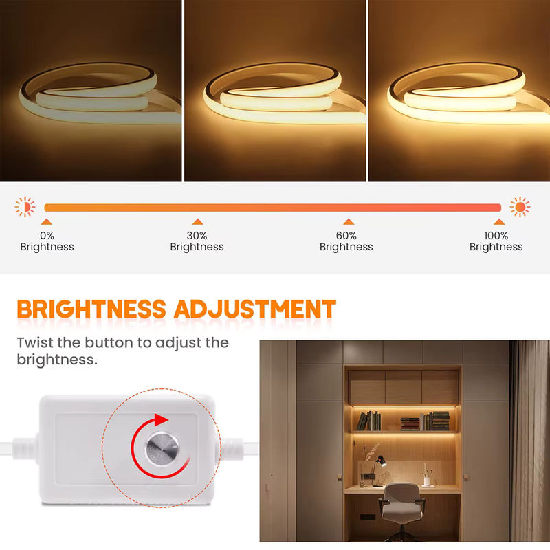 GAHADA Dimmbares COB-LED-Neonstreifenlicht in Weiß mit 288 LEDs, IP68 wasserdichtes Flexband inklusive Netzteil und Dimmerschalter, 220 V - Bild 3