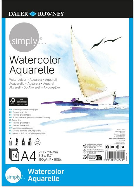 Daler Rowney Simply Aquarell Papier Weiß A4 - Bild 1