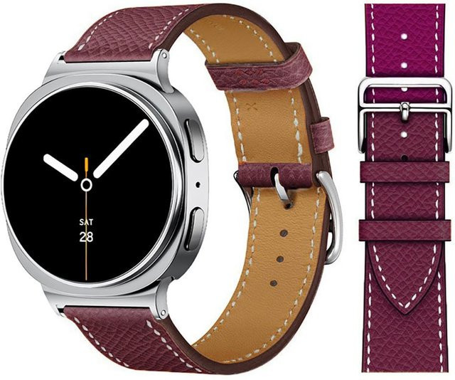 Uhrenarmband Leder, bordeaux, Samsung Galaxy Watch 8 (40mm, 44mm), Galaxy Watch 8 Classic, Unisex - Bild 1