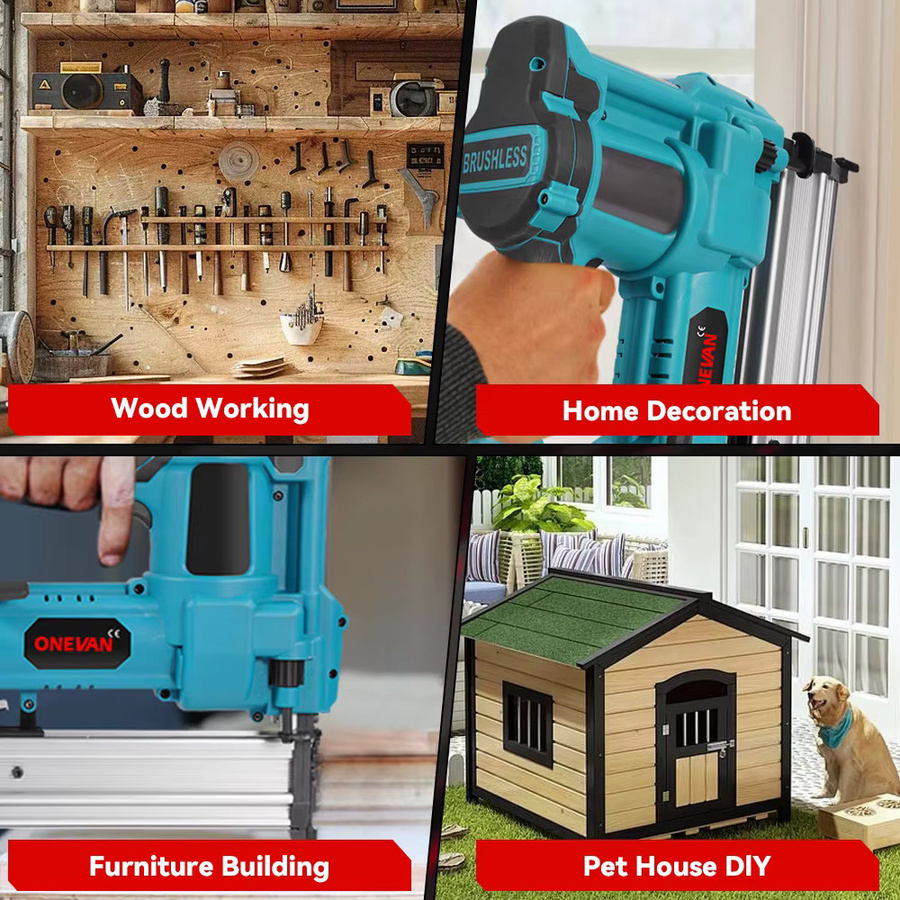 ONEVAN 2-in-1 Akku-Tacker und Nagelpistole bürstenlos für Makita 18V Akku - Bild 2