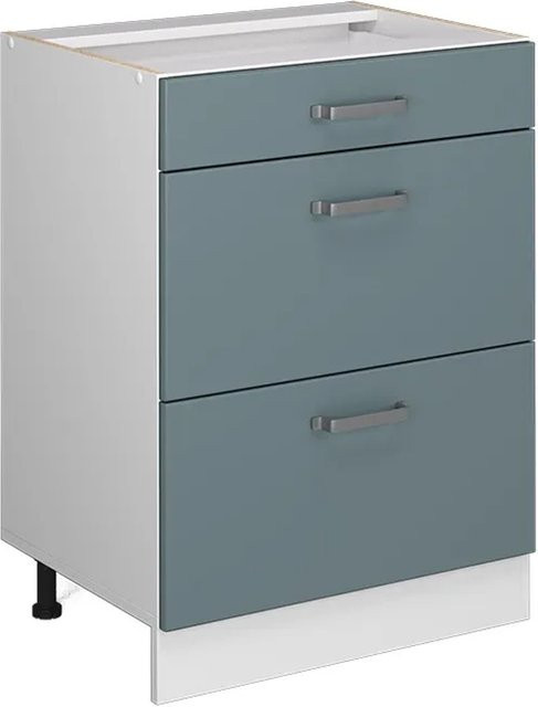 Vicco Küchenunterschrank R-Line Blau-Grau/Weiß mit Schubladen, Breite: 60 cm - Bild 1