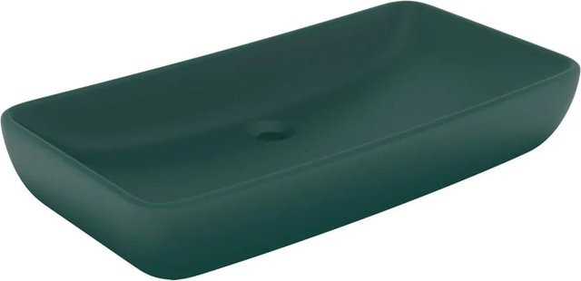 vidaXL Luxus-Waschbecken aus Keramik, rechteckig, Matt Dunkelgrün, B/T: 71 x 38 cm - Bild 1