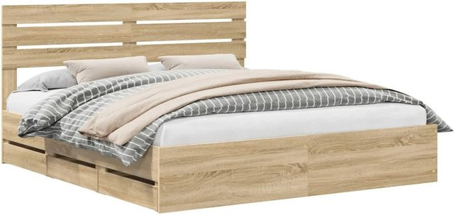 vidaXL Bettrahmen Sonoma-Eiche mit Schubladen, B/T/H: 200 x 100 x 203 cm - Bild 1