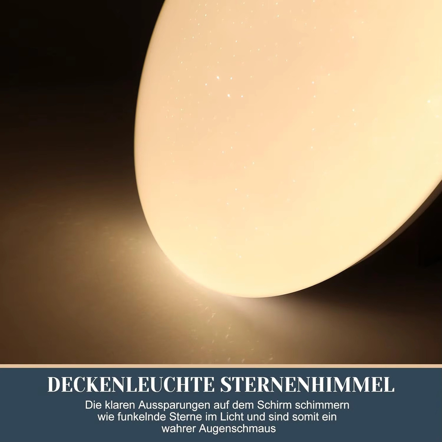 LED Deckenleuchte Sternenhimmel in Weiß, Rund, Durchmesser: 25 cm, 12W, Warmweiß 3000K - Bild 2