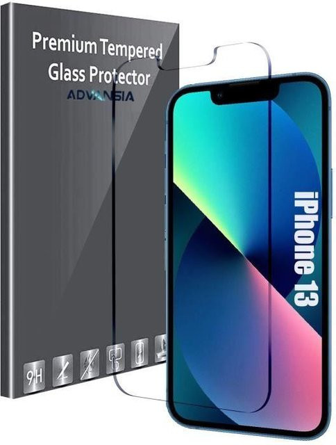 Advansia Displayschutz für iPhone 13 aus gehärtetem Glas mit Kameraschutz, transparent - Bild 1