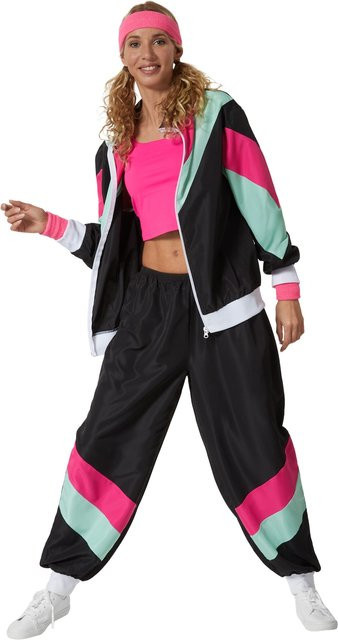 tectake Damenkostüm Retro 80er 90er Jahre Jogginganzug, Bunt / Mehrfarbig, Set / Bundle - Bild 1