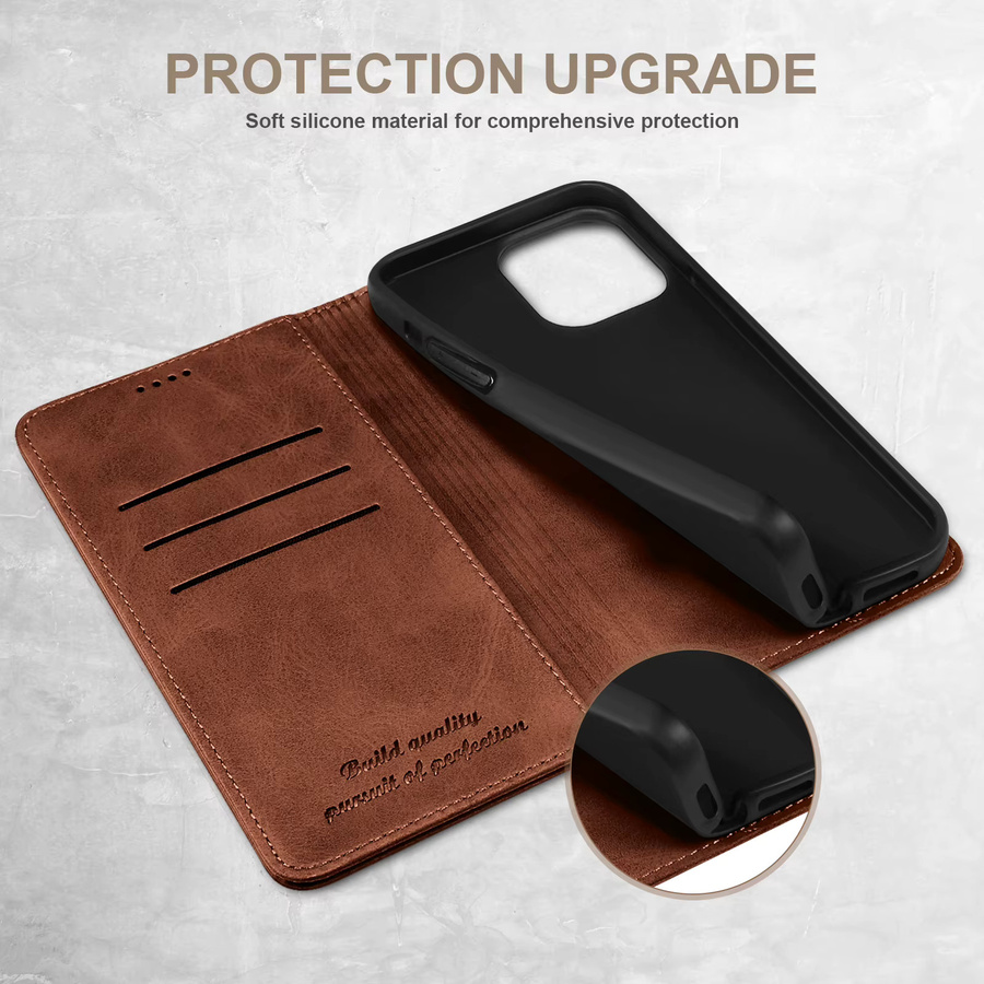 SUTENI Kunstleder Brieftasche Handyhülle Flip-Cover für iPhone Modelle in Beige und Braun - Bild 4