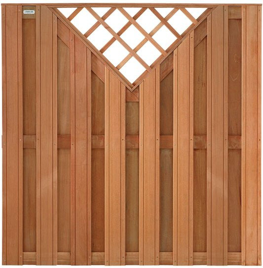 Sichtschutzzaun aus Hartholz in V-Trellis Design, A-Qualität, Höhe: 180 cm, Breite: 180 cm - Bild 1