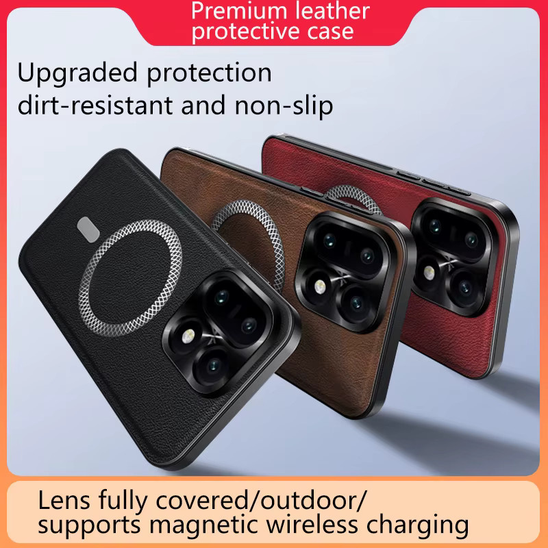 Magnetische Lederhülle für OnePlus 15, 6,78 Zoll, stoßfest mit MagSafe-Kompatibilität und Vollmetall-Kameraschutz, Farbe: Grün - Bild 5