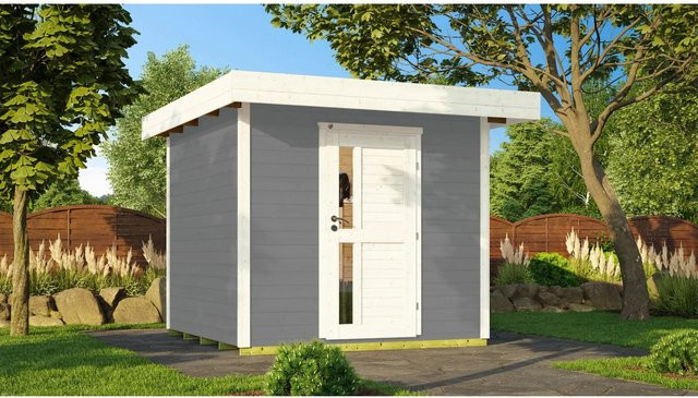 WEKA Designhaus 172 Gartenhaus aus Holz mit Flachdach in Grau, B/H/T: 275 x 226 x 375 cm - Bild 1
