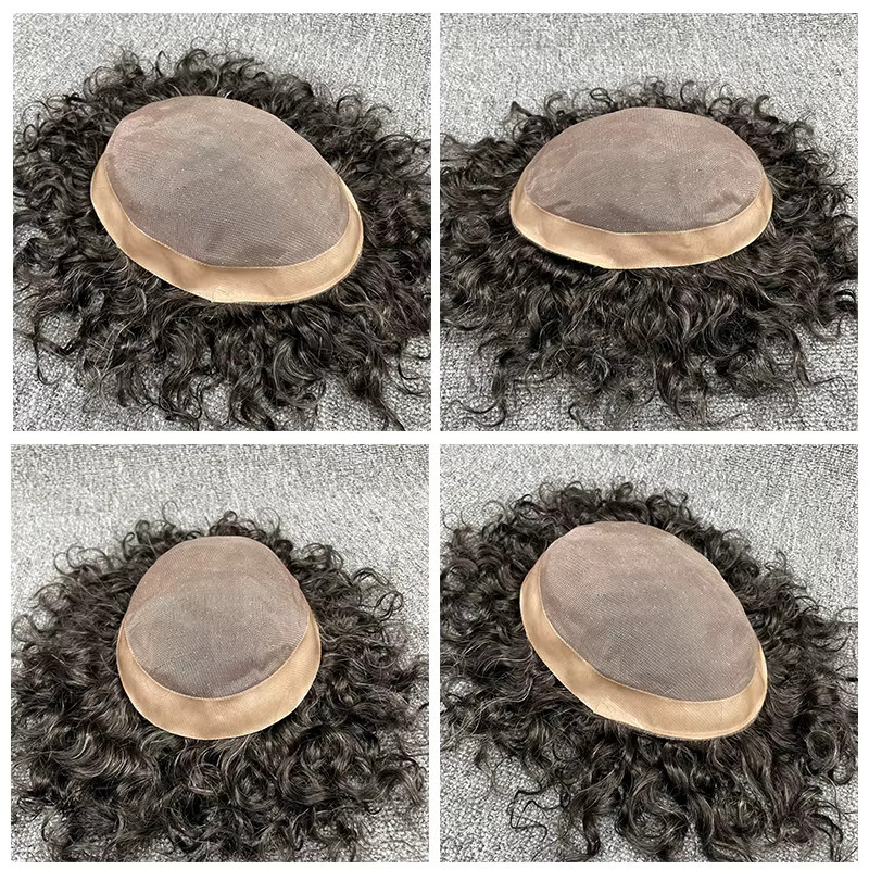 lekika Herren-Haarprothese, 15mm, lockig, Echthaar, Mono & NPU - Bild 4
