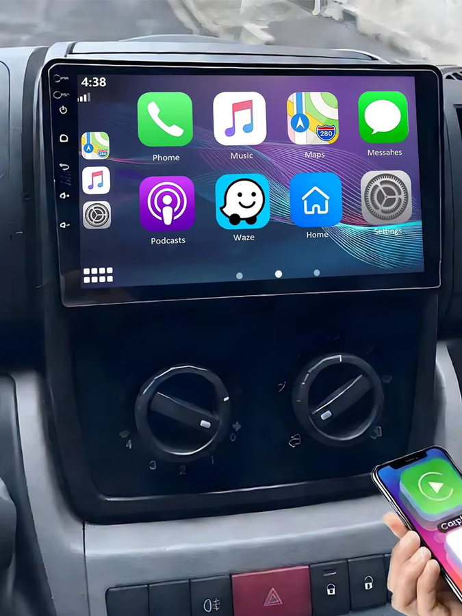 MOPECT Auto-Multimediaplayer mit Carplay und Android Auto sowie Navigation für Fiat Ducato 2005-2023, Citroen Jumper und Peugeot Boxer 2006-2022, Schwarz - Bild 5