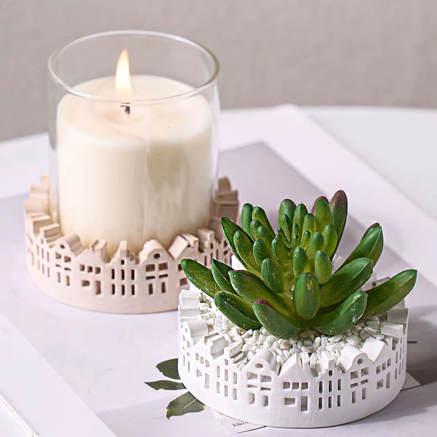 UDOCOOL Silikonform für DIY Beton Kerzenhalter und Zement Ornamente in Weiß - Bild 2
