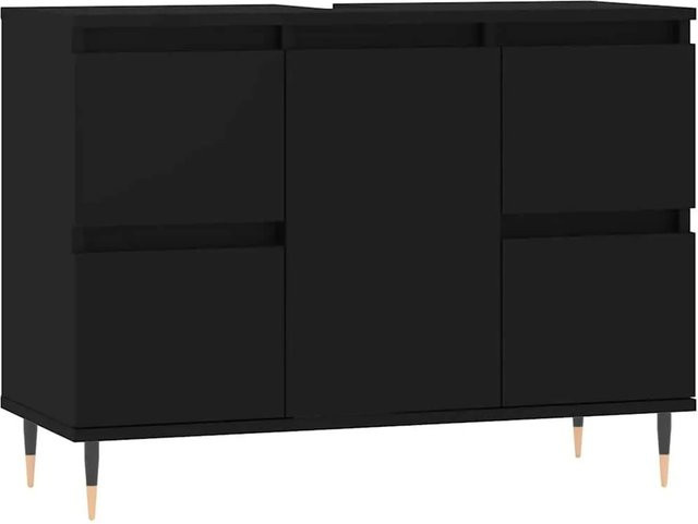 vidaXL Badschrank in Schwarz im industriellen Stil, B/T/H: 80 x 33 x 60 cm - Bild 1