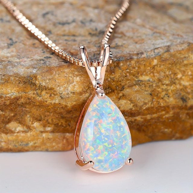 Bamos Halskette, Opal-Wassertropfen-Anhänger, Kupfer, Roségold, Damen - Bild 1
