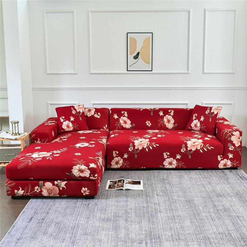 Housmife Elastischer Sofabezug mit Blumenmuster in Beige, Rutschfester Stretch-Sofaüberzug für 1- bis 4-Sitzer, Breite: 90-140 cm - Bild 2