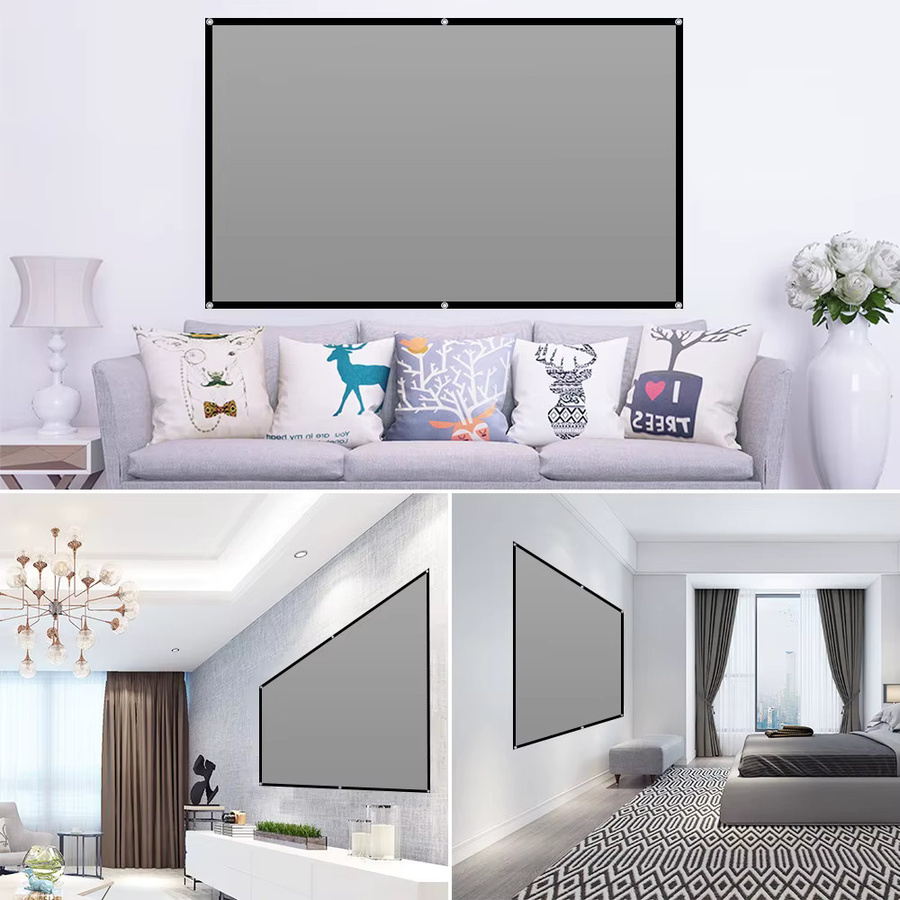 LEJIADA Projektor-Leinwand mit Anti-Licht-Effekt, 16:9 Format, Metallgrau und schwarzem Rand, tragbar für Zuhause und Outdoor - Bild 2