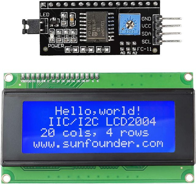 AOKIN 20x4 LCD-Anzeigemodul mit IIC/I2C-Schnittstellenadapter für Arduino R3 - Bild 1